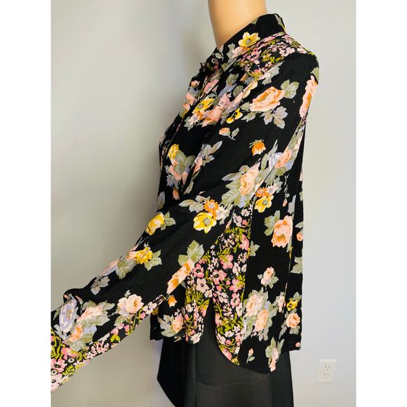 Free People hold on to me Button Down Floral Shirt size Small Boho - Picture 8 of 10